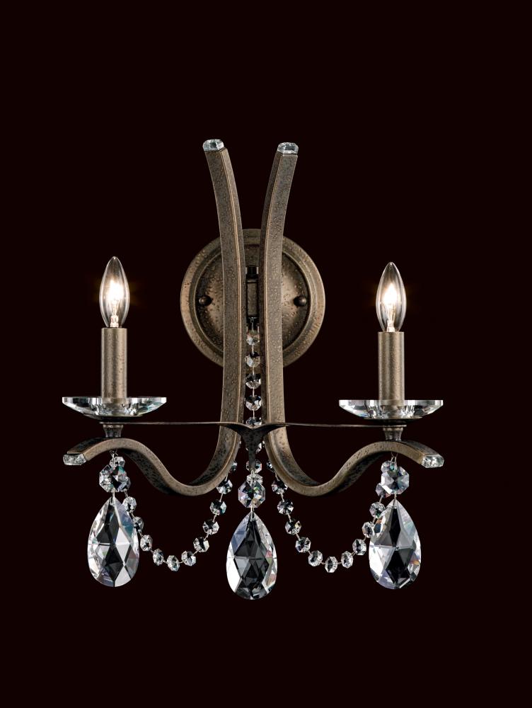 Vesca 2 Light 120V Wall Sconce in Ferro Black with Clear Radiance Crystal