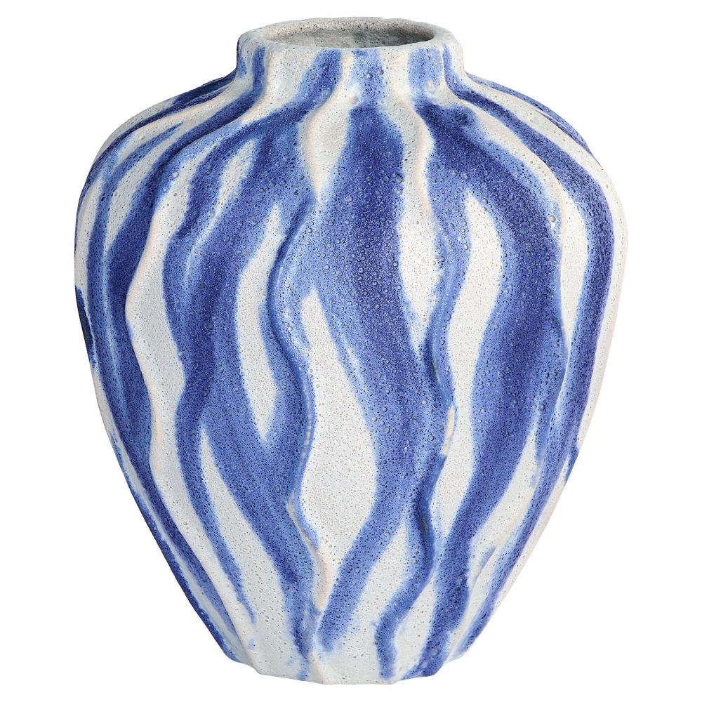 Ripple Vase Chalk White Blue - Short