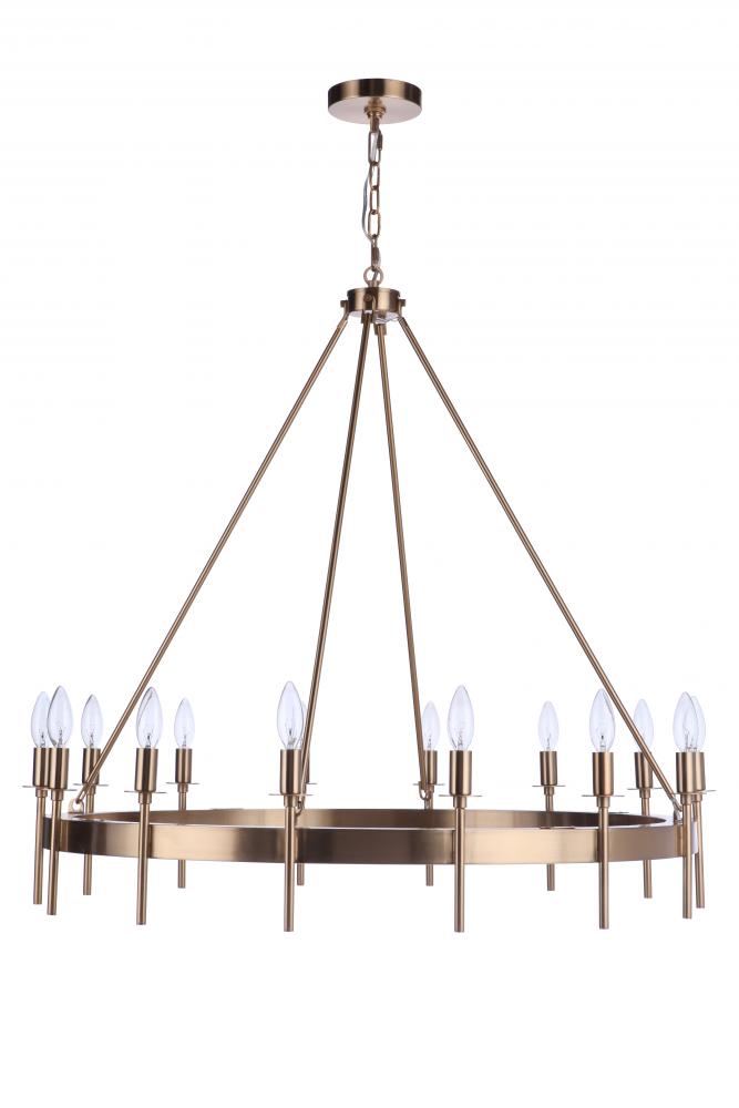 Larrson 14 Light Chandelier in Satin Brass