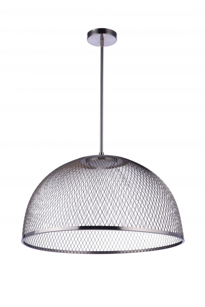 24.25” Diameter Sculptural Statement Metal Mesh Dome Pendant in Brushed Polished Nickel