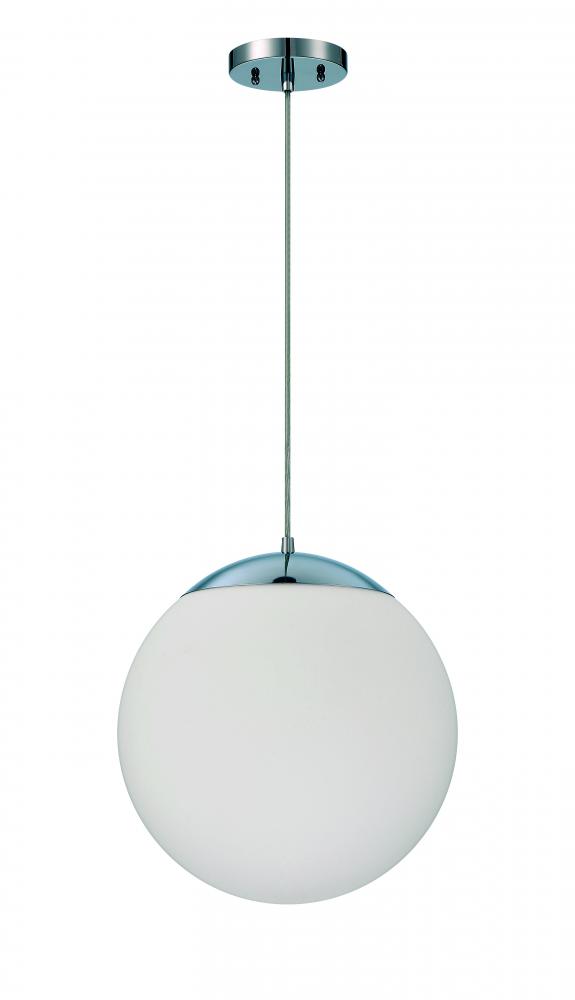 Gaze 1 Light 14&#34; Pendant in Chrome (White Glass)