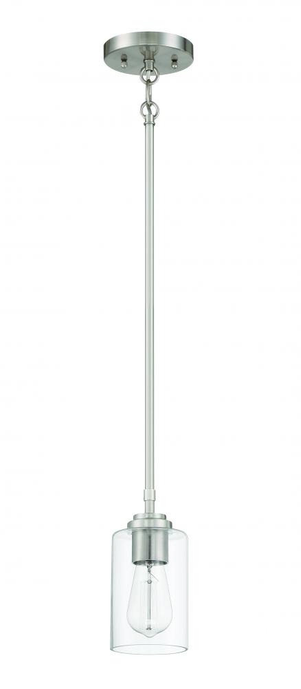 Stowe 1 Light Mini Pendant in Brushed Polished Nickel