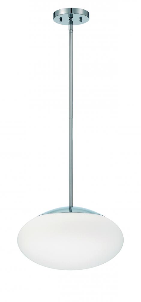 Gaze 1 Light 14&#34; Pendant in Chrome (White Glass)