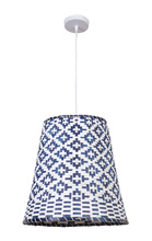 Craftmade P910W1 - 1 Light Pendant w/Blue & White Woven Shade