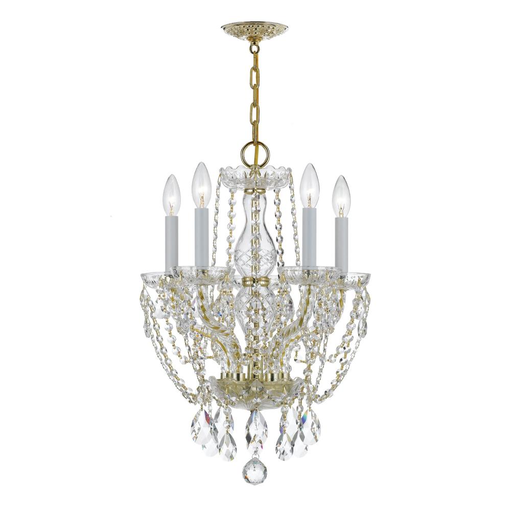 Traditional Crystal 5 Light Spectra Crystal Polished Brass Mini Chandelier