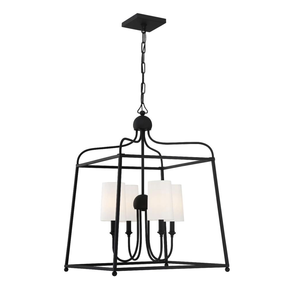 Libby Langdon for Crystorama Sylvan 4 Light Black Forged Chandelier