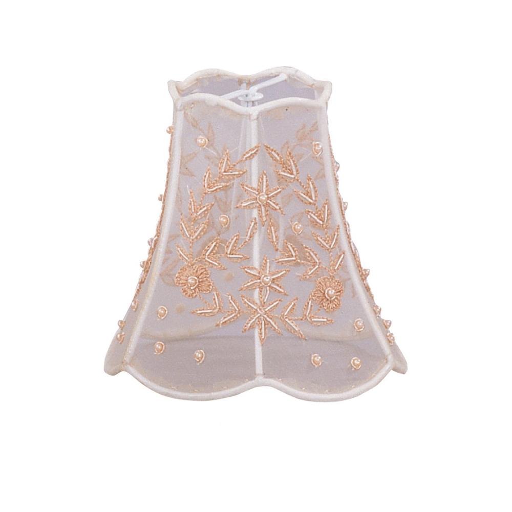 Crystorama 5&#34; Pearl Beaded Shade on Taupe Silk Mini Shade