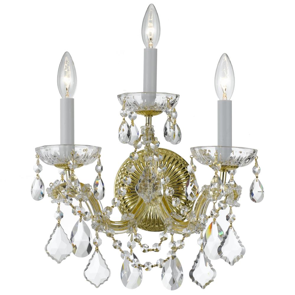 Maria Theresa 3 Light Spectra Crystal Gold Sconce