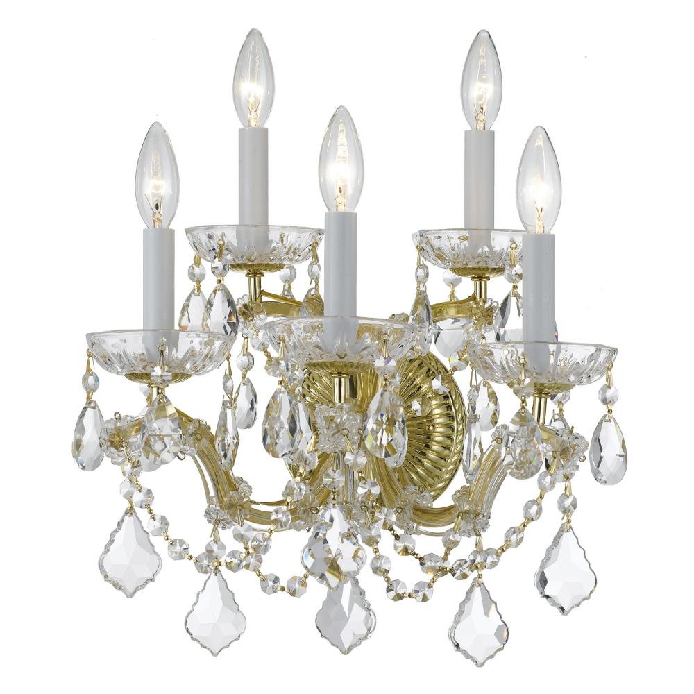 Maria Theresa 5 Light Spectra Crystal Gold Sconce