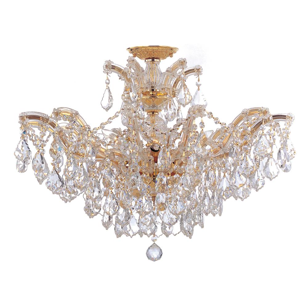 Maria Theresa 6 Light Hand Cut Crystal Gold Semi Flush Mount