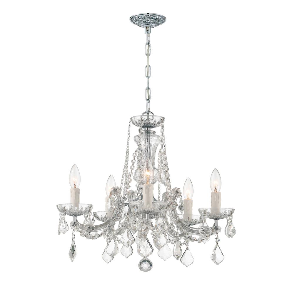 Maria Theresa 5 Light Spectra Crystal Polished Chrome Chandelier