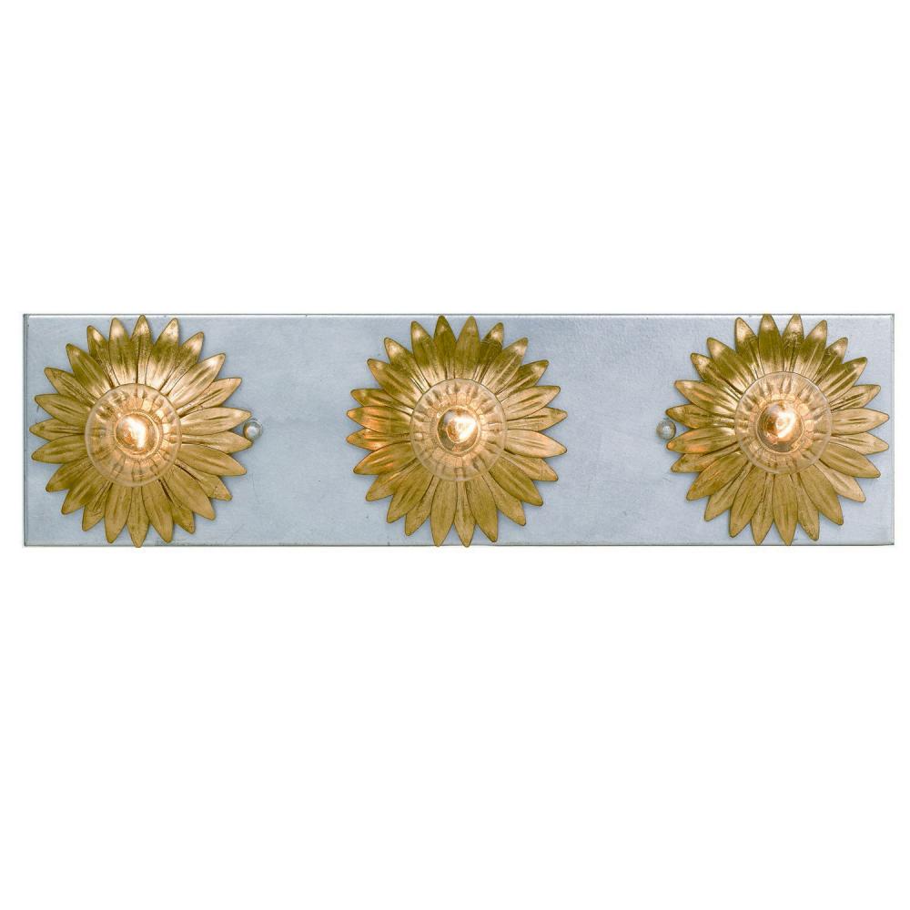 Broche 3 Light Antique Gold + Antique Silver Bathroom Vanity