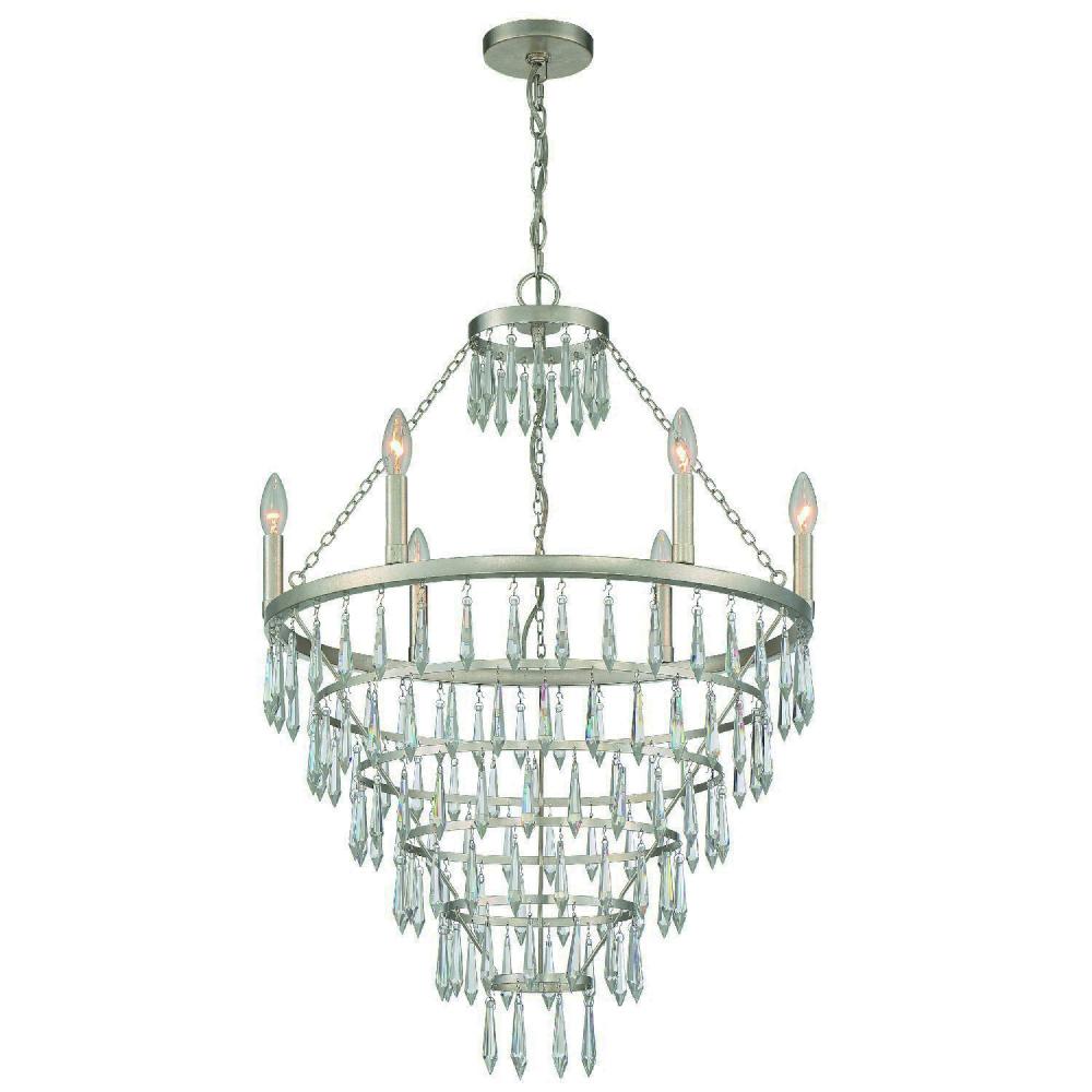 Lucille 6 Light Antique Silver Chandelier