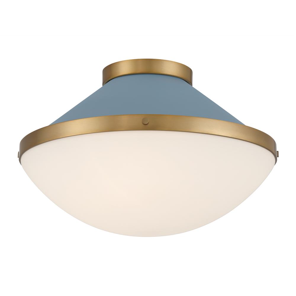 Xander 2 Light Vibrant Gold + Blue Flush Mount