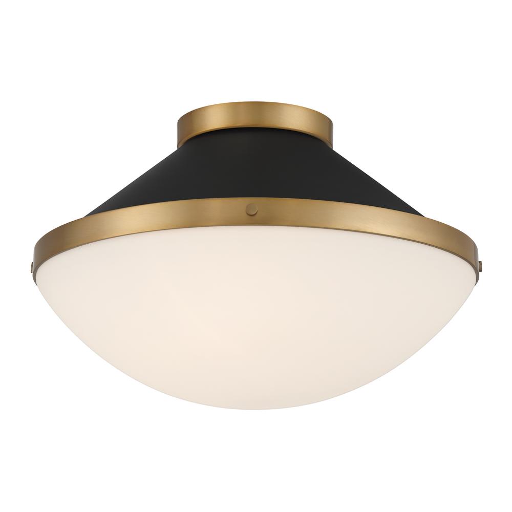 Xander 2 Light Vibrant Gold + Matte Black Flush Mount