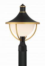 Crystorama ATL-709-MK-TG - Atlas 1 Light Matte Black + Textured Gold Outdoor Post