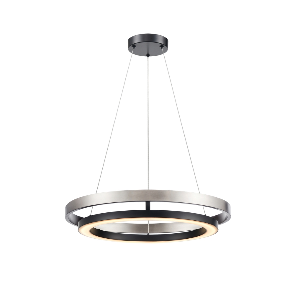CYBELE 18" LED CHAND. BLACK W/NAT.WOOD