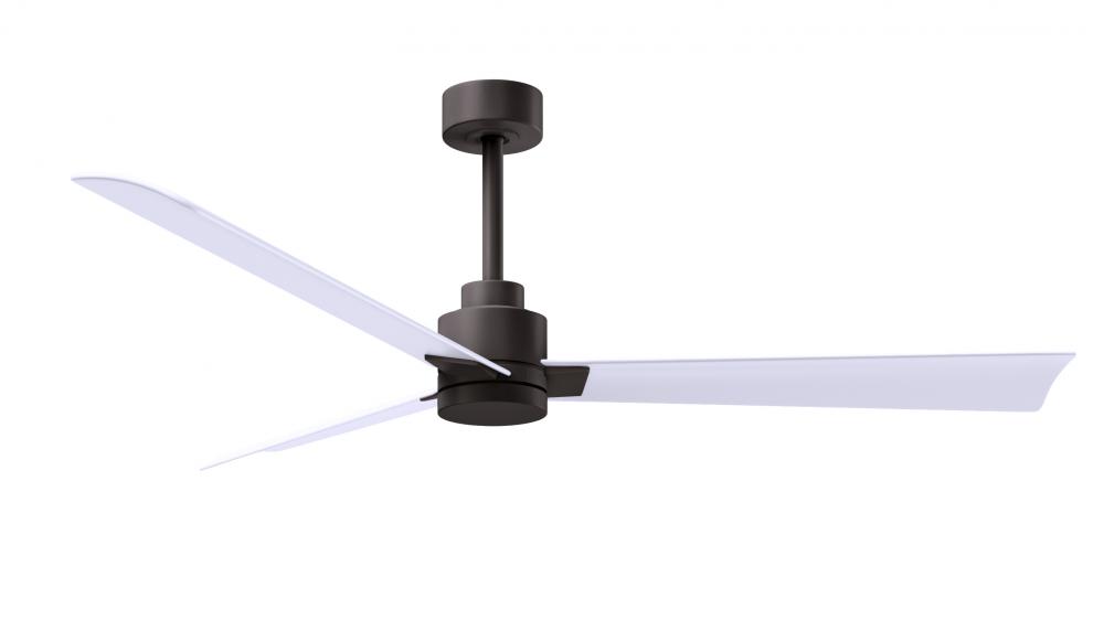 Alessandra 3-blade transitional ceiling fan in textured bronze finish with matte white blades. Opt