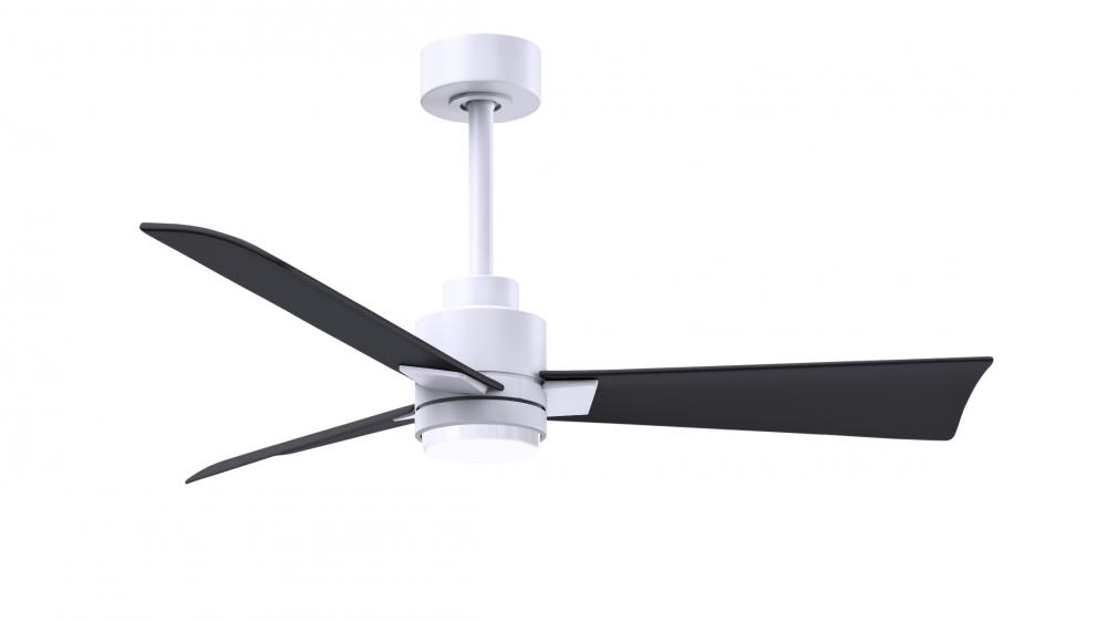 Alessandra 3-blade transitional ceiling fan in matte white finish with matte black blades. Optimiz