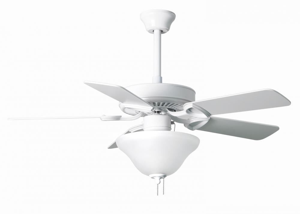 America 3-speed ceiling fan in gloss white finish with 42&#34; white blades and light kit (2 x GU2