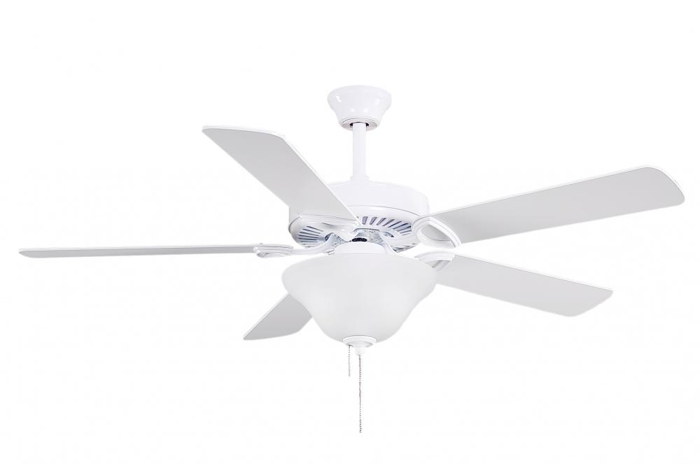 America 3-speed ceiling fan in gloss white finish with 52&#34; white blades and light kit (2 x GU2