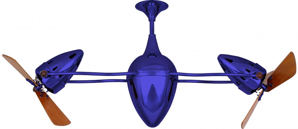 Ar Ruthiane 360° dual headed rotational ceiling fan in Safira (Blue) finish with solid sustainabl