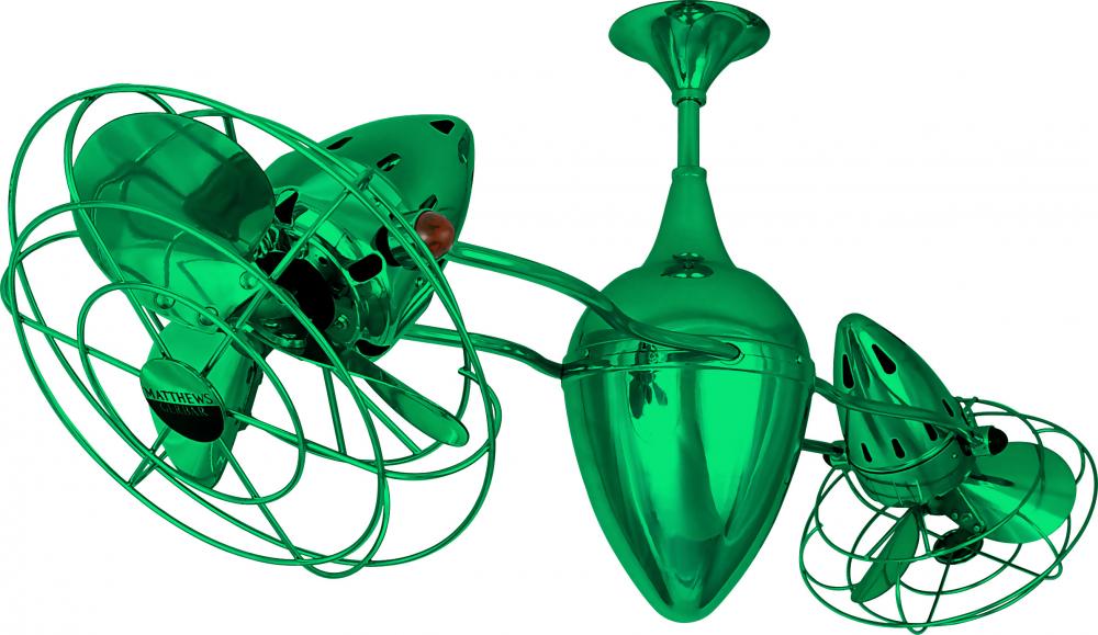 Ar Ruthiane 360° dual headed rotational ceiling fan in Esmeralda (Green) finish with metal blades