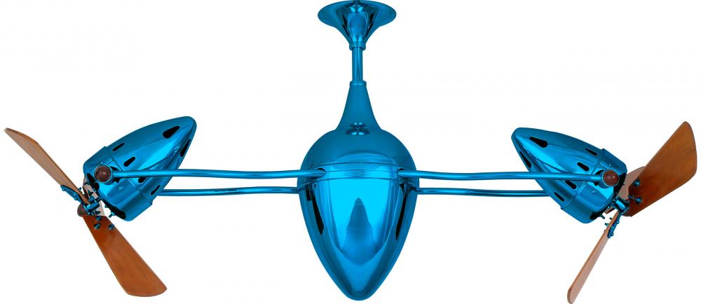 Ar Ruthiane 360° dual headed rotational ceiling fan in Agua Marinha (Light Blue) finish with soli