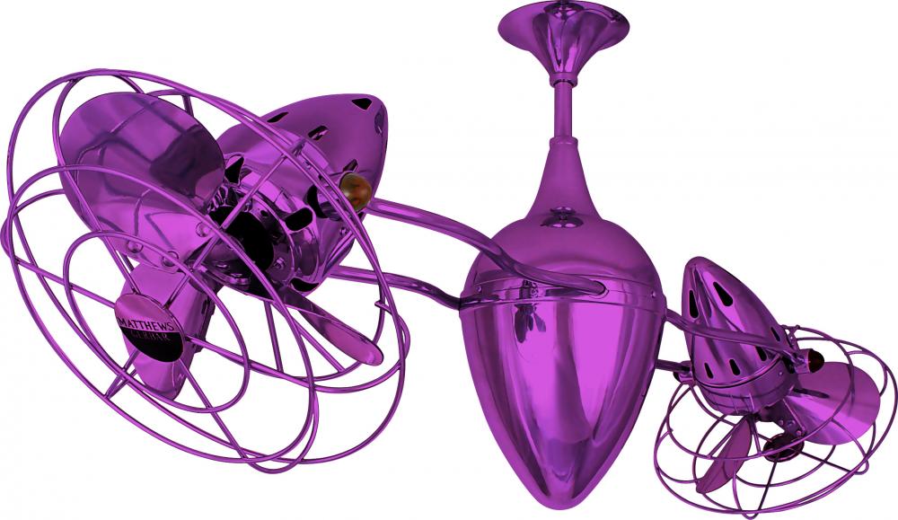 Ar Ruthiane 360° dual headed rotational ceiling fan in Ametista (Purple) finish with metal blades