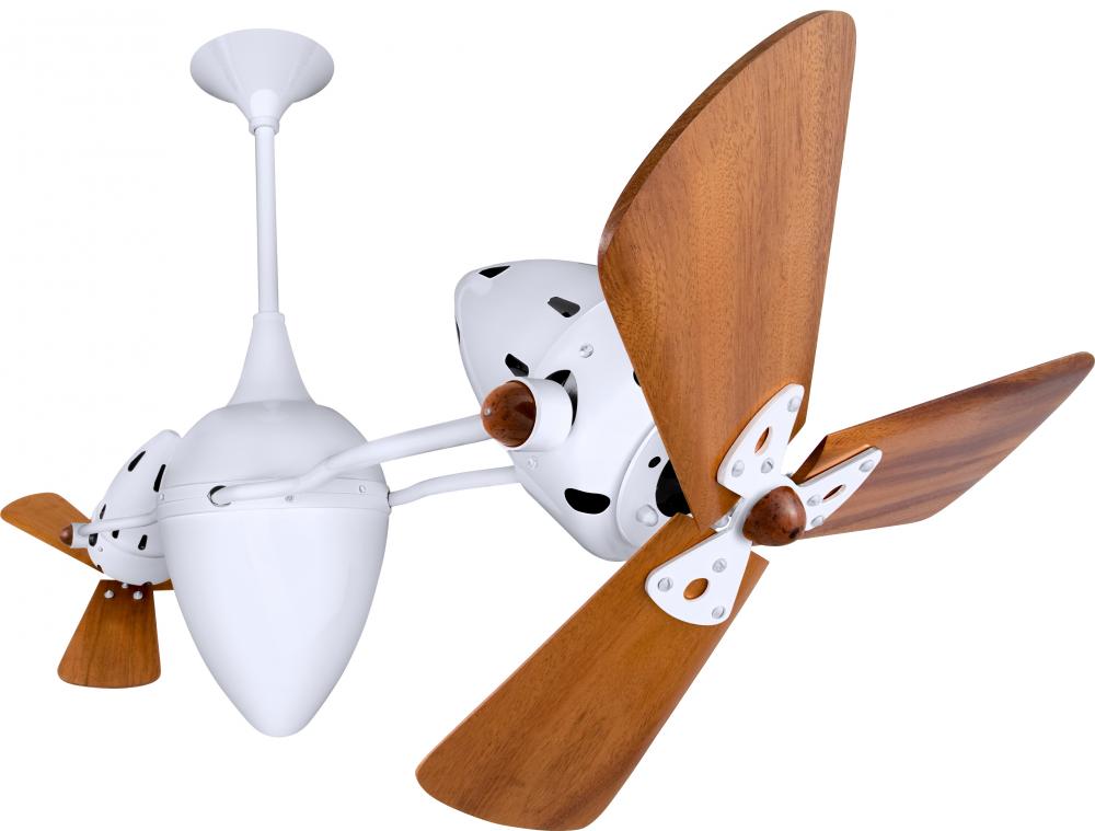 Ar Ruthiane 360° dual headed rotational ceiling fan in gloss white finish with solid sustainable