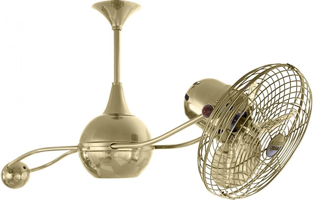 Brisa 360° counterweight rotational ceiling fan in Polished Brass finish with metal blades.