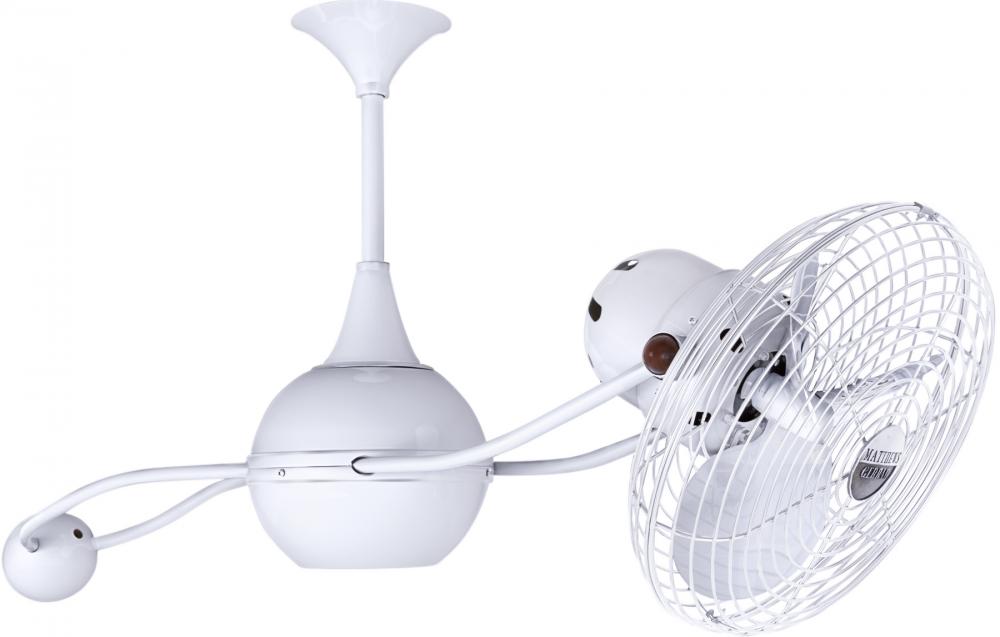 Brisa 360° counterweight rotational ceiling fan in Gloss White finish with metal blades.