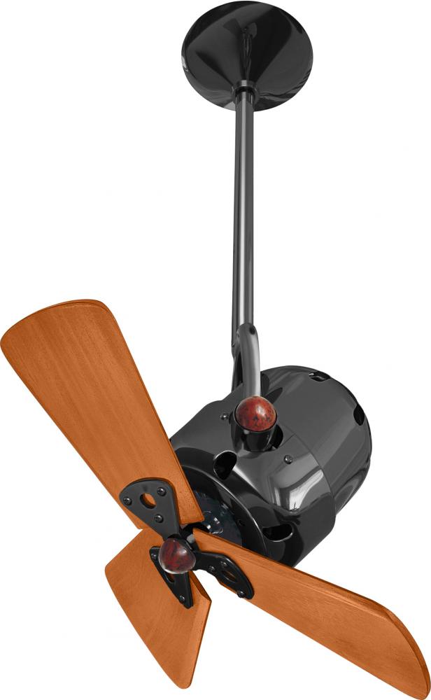 Bianca Direcional ceiling fan in Black Nickel finish with solid sustainable mahogany wood blades.