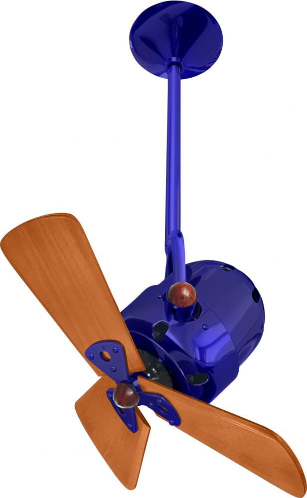 Bianca Direcional ceiling fan in Safira (Blue) finish with solid sustainable mahogany wood blades.