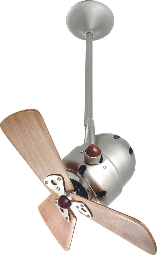Bianca Direcional ceiling fan in Brushed Nickel finish with solid sustainable mahogany wood blades