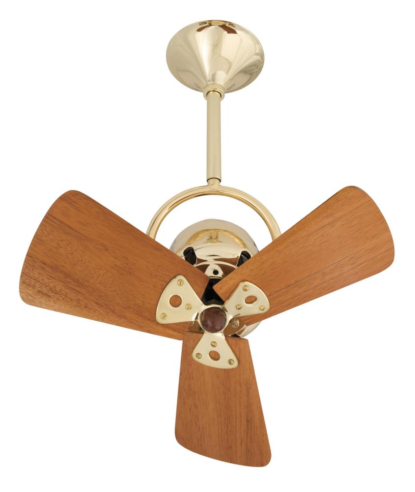 Bianca Direcional ceiling fan in Brushed Brass finish with solid sustainable mahogany wood blades.