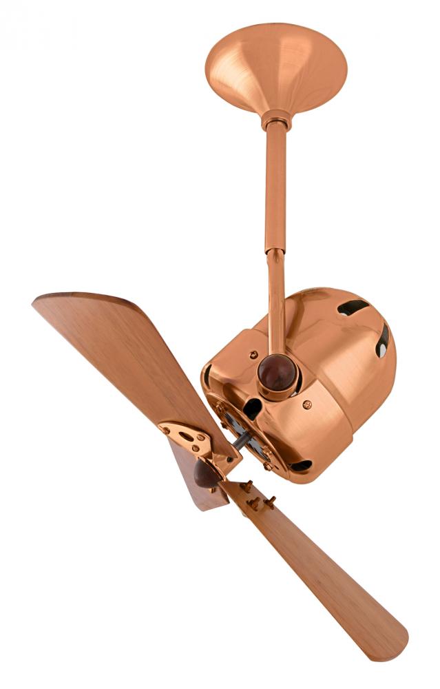 Bianca Direcional ceiling fan in Brushed Copper finish with solid sustainable mahogany wood blades
