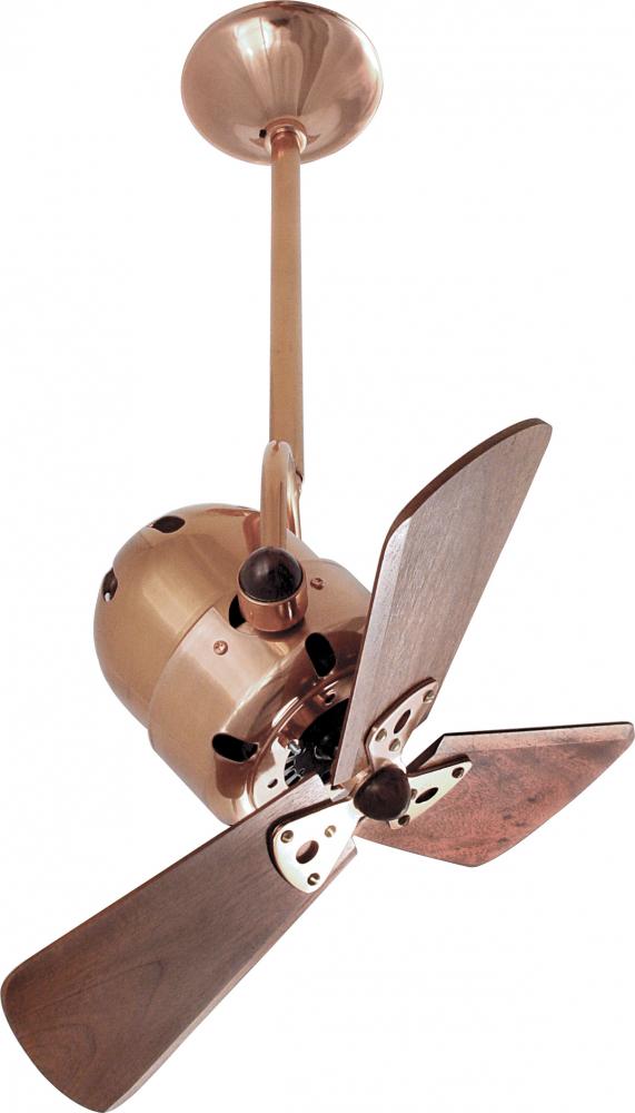 Bianca Direcional ceiling fan in Polished Copper finish with solid sustainable mahogany wood blade