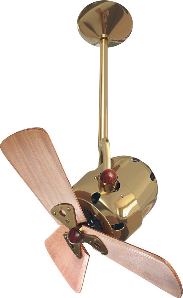 Bianca Direcional ceiling fan in Polished Brass finish with solid sustainable mahogany wood blades