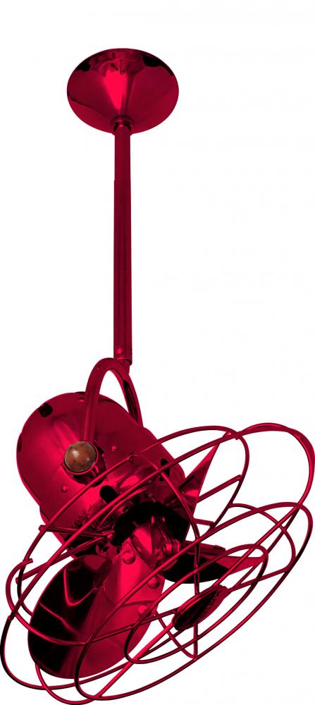 Bianca Direcional ceiling fan in Rubi (Red) finish with metal blades.