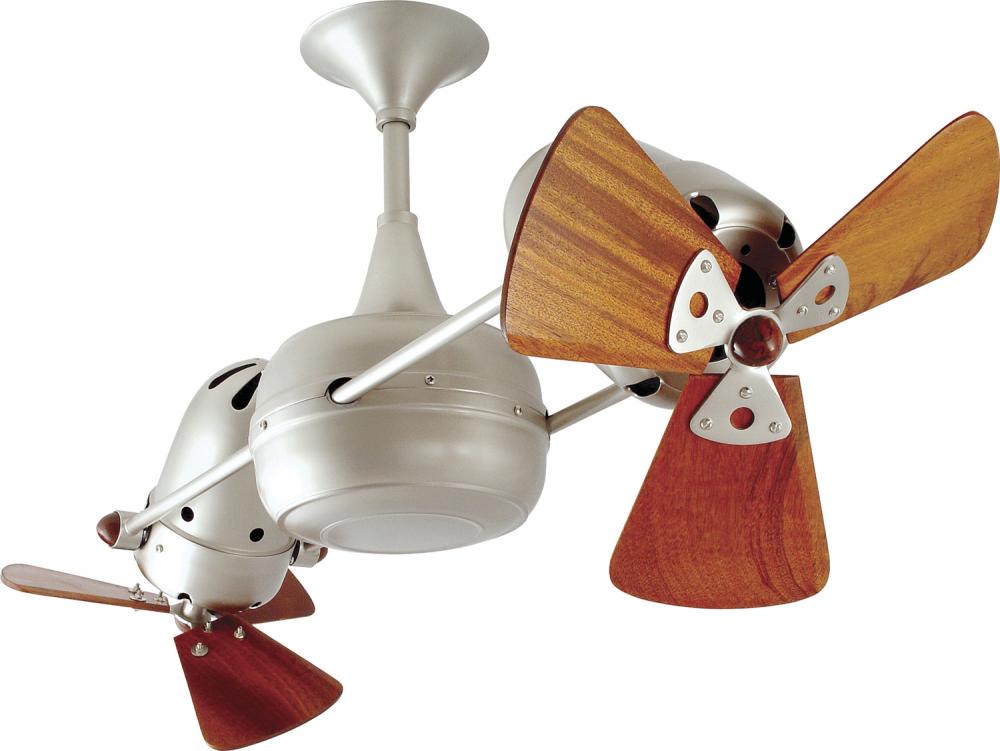 Duplo Dinamico 360” rotational dual head ceiling fan in Brushed Nickel finish with solid sustain