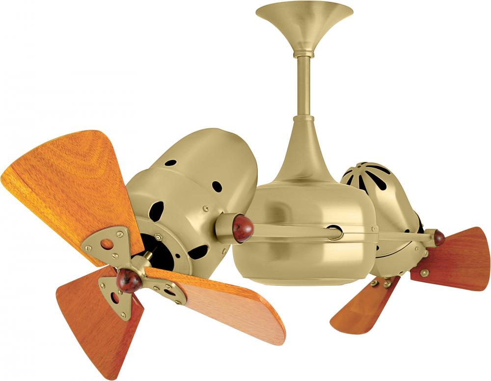 Duplo Dinamico 360” rotational dual head ceiling fan in Brushed Brass finish with solid sustaina