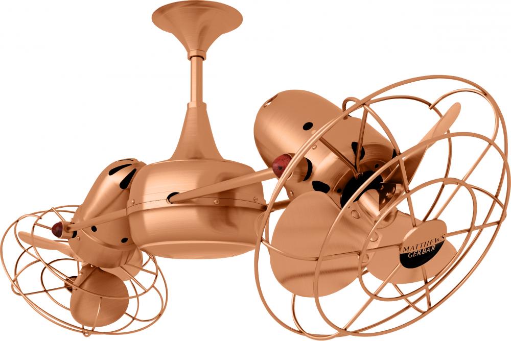 Duplo Dinamico 360” rotational dual head ceiling fan in Brushed Copper finish with Metal blades.