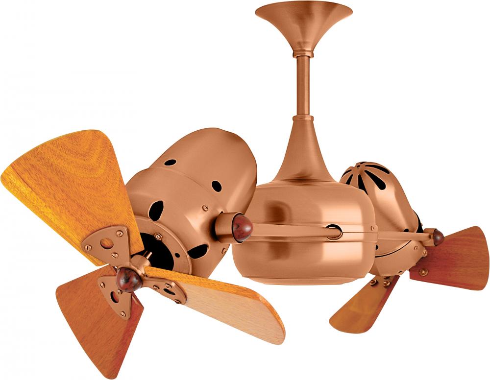 Duplo Dinamico 360” rotational dual head ceiling fan in Brushed Copper finish with solid sustain