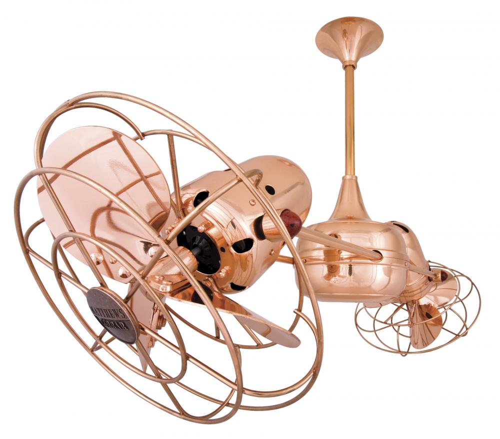 Duplo Dinamico 360” rotational dual head ceiling fan in Polished Copper finish with Metal blades