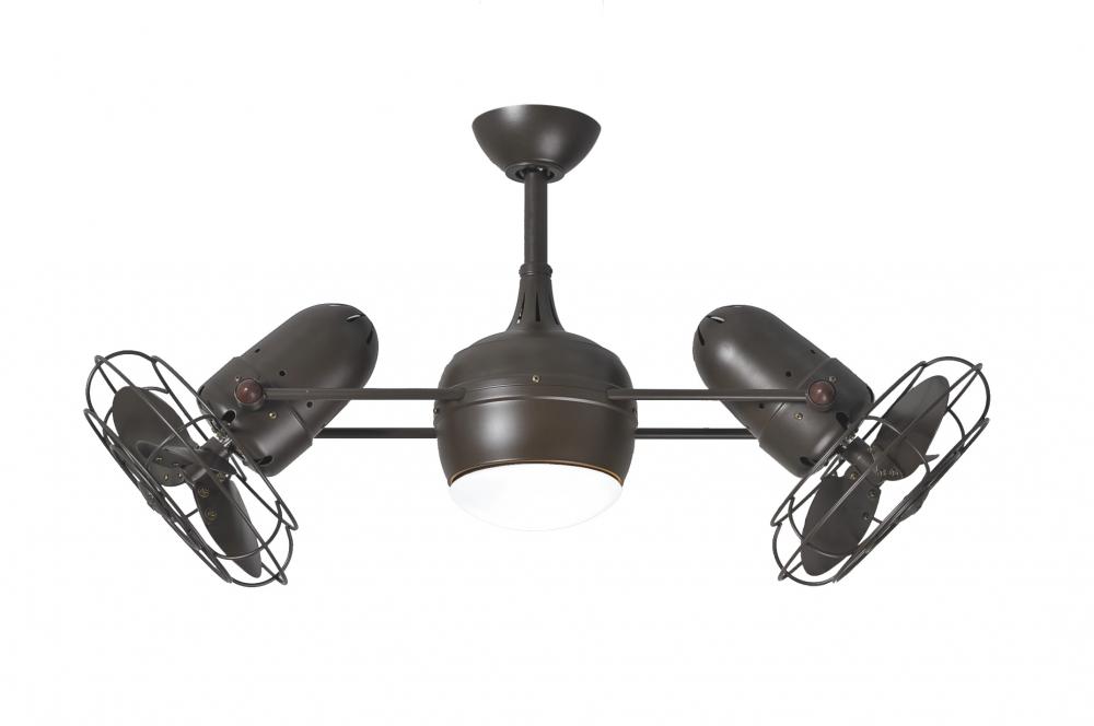 Dagny 360° double-headed rotational ceiling fan with light kit in Textured Bronze finish with met