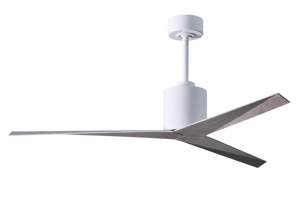 Eliza 3-blade paddle fan in Gloss White finish with barn wood all-weather ABS blades. Optimized fo