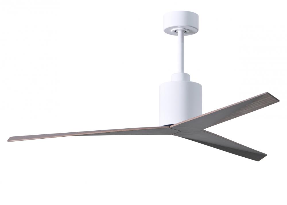 Eliza 3-blade paddle fan in Gloss White finish with old oak all-weather ABS blades. Optimized for