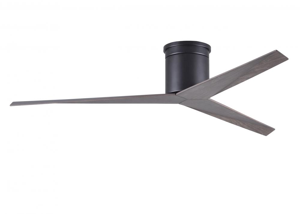 Eliza-H 3-blade ceiling mount paddle fan in Matte Black finish with old oak ABS blades.