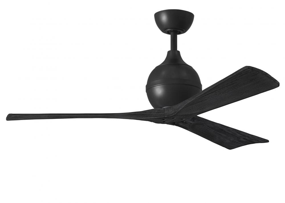 Irene-3 three-blade paddle fan in Matte Black finish with 52&#34; solid matte black wood blades.